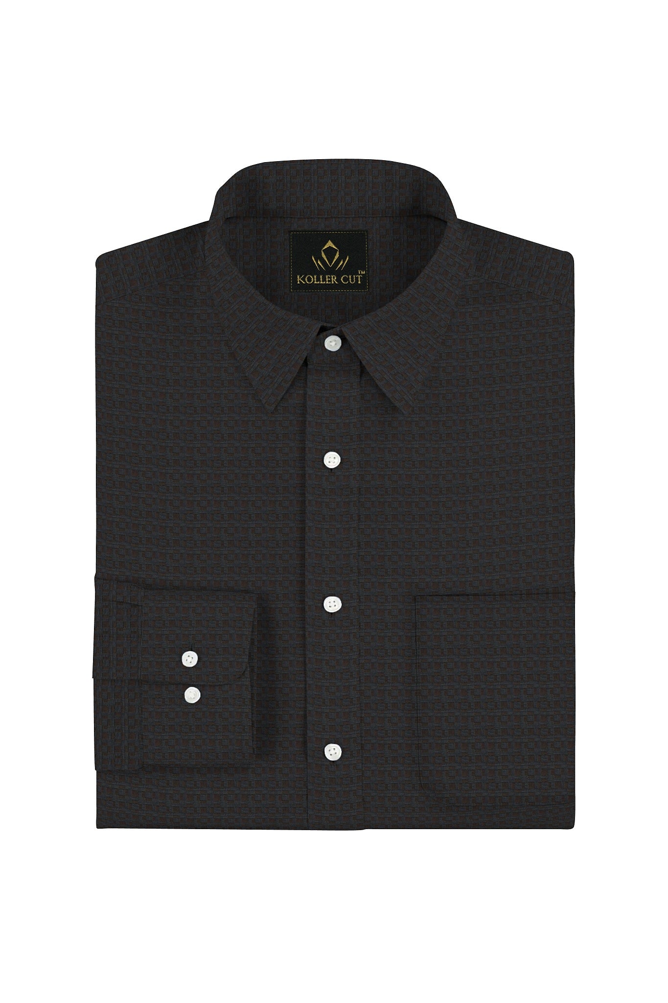 Graphite Gray and Raisin Brown Jacquard Print Premium Egyptian Giza Cotton Shirt