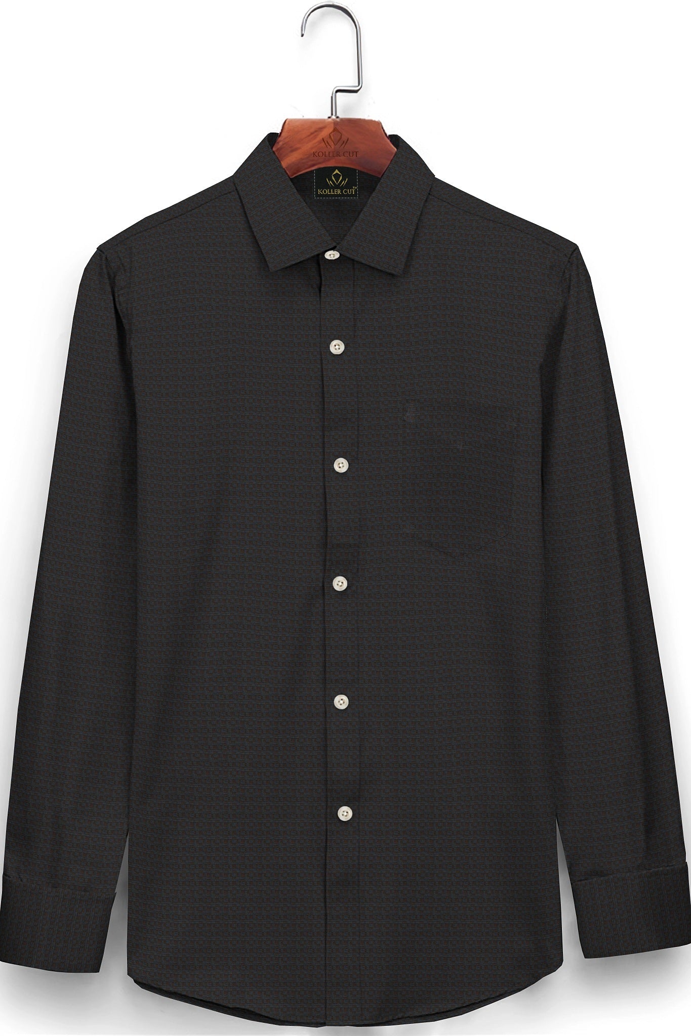 Graphite Gray and Raisin Brown Jacquard Print Premium Egyptian Giza Cotton Shirt