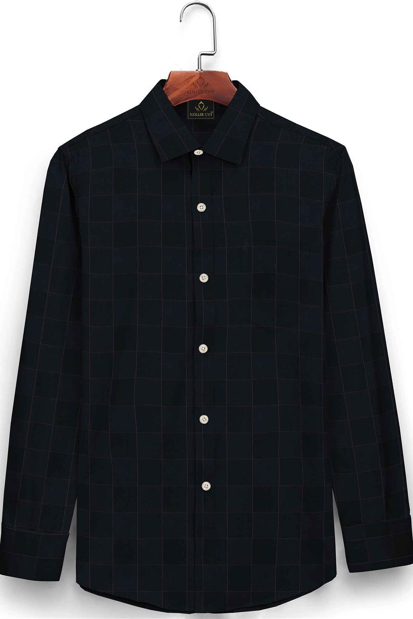 Jade Black and Opal Blue Checks Egyptian Giza Cotton Shirt