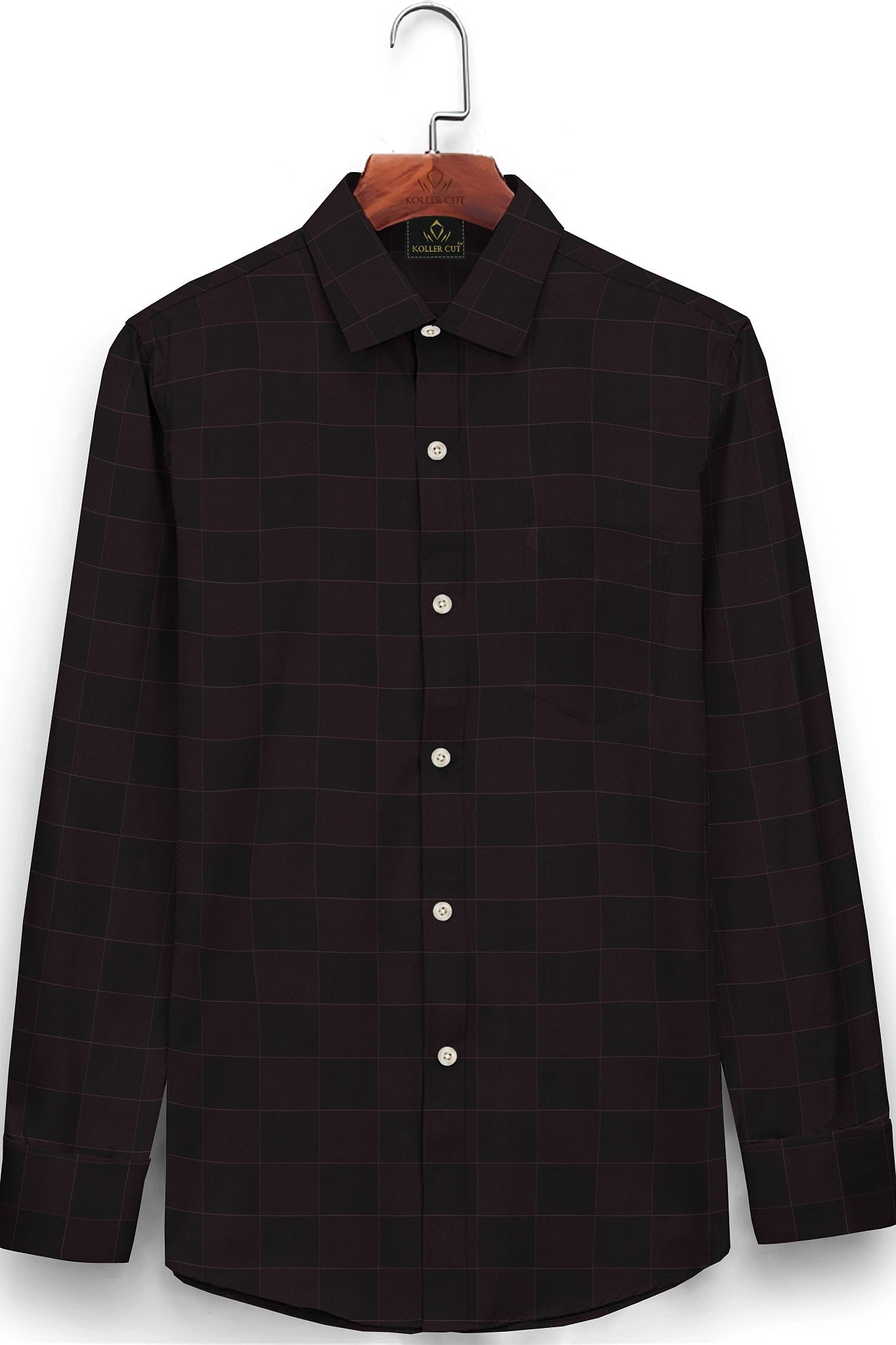 Jade Black and Tillandsia Purple Checks Premium Egyptian Giza Cotton Shirt