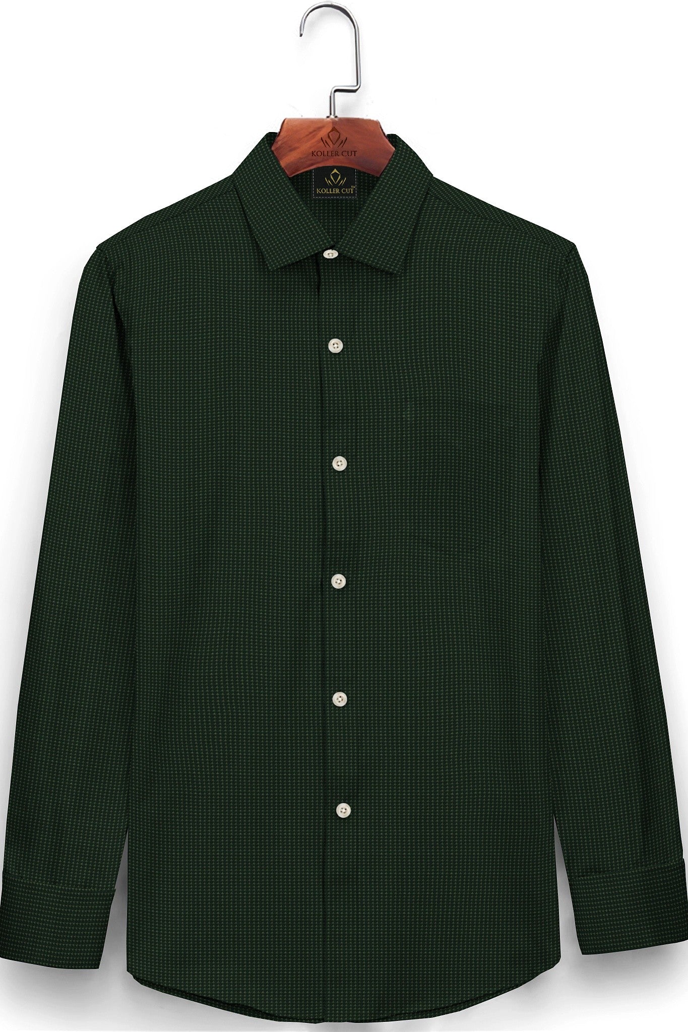 Sycamore and Artichoke Green Jacquard Print Egyptian Giza Cotton Shirt