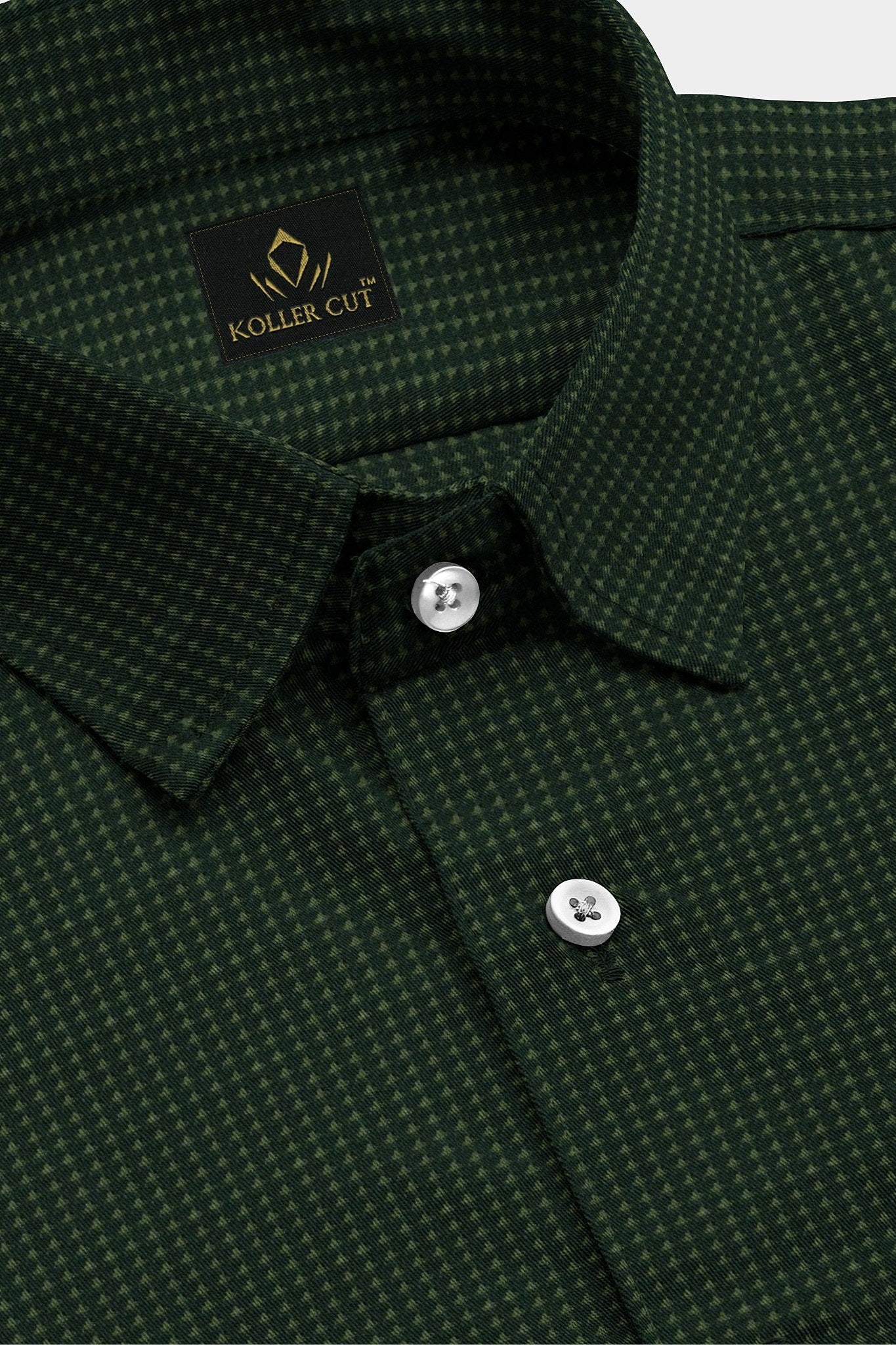 Sycamore and Artichoke Green Jacquard Print Egyptian Giza Cotton Shirt