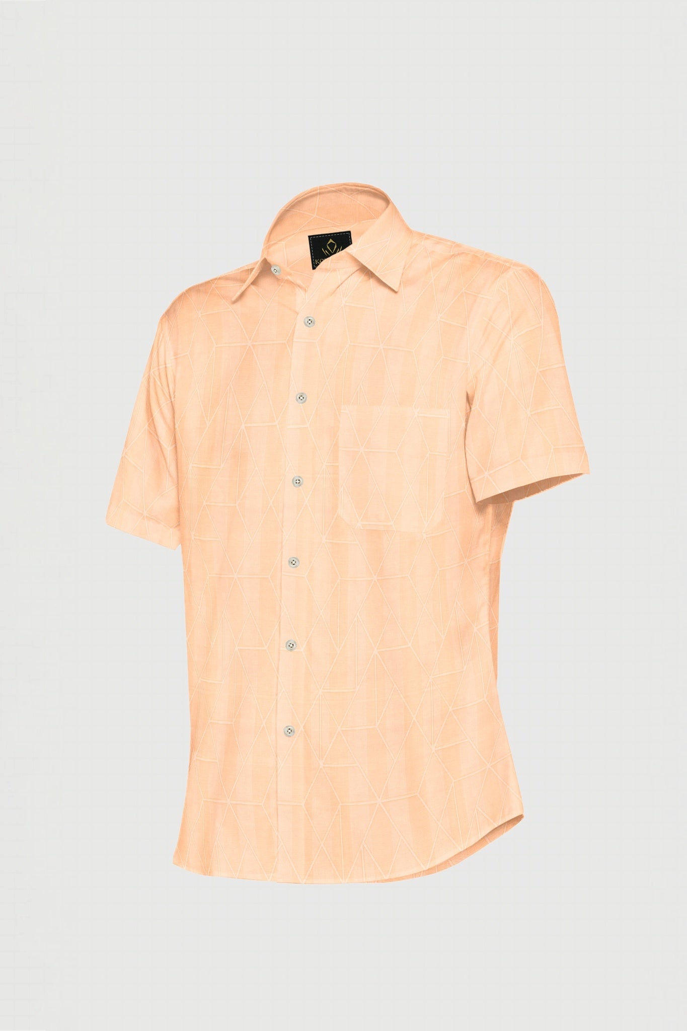 Apricot Peach Abstract Jacquard Print Egyptian Giza Cotton Shirt