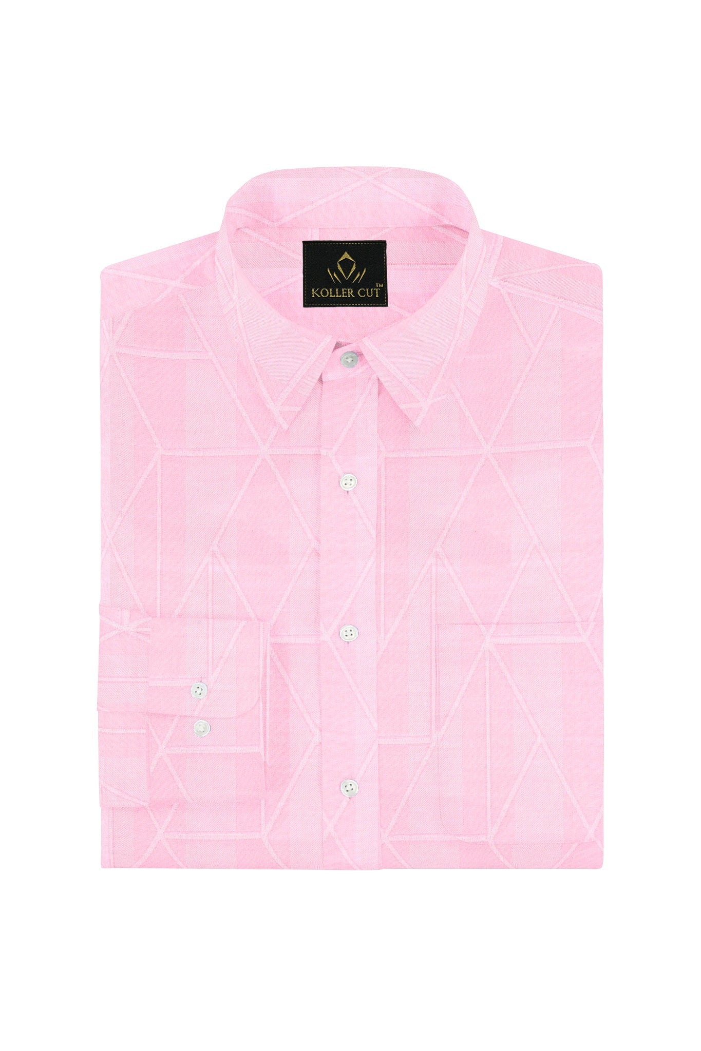 Pearl Pink Abstract Jacquard Print Egyptian Giza Cotton Shirt
