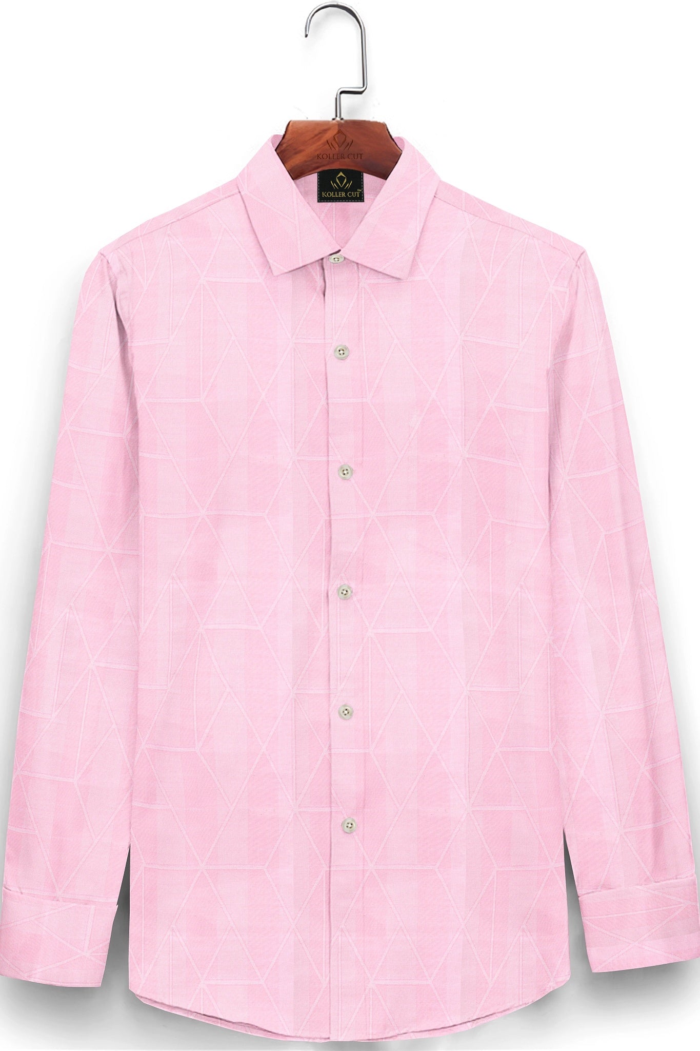 Pearl Pink Abstract Jacquard Print Egyptian Giza Cotton Shirt