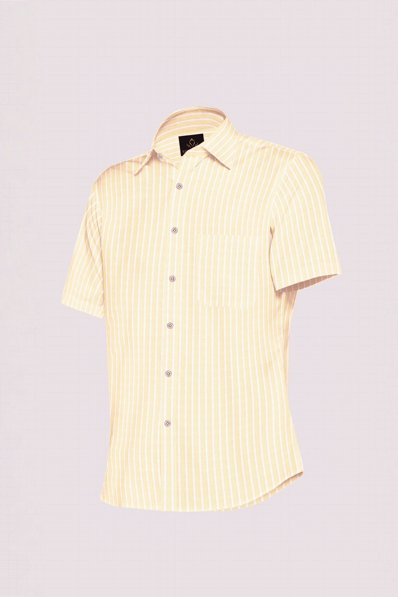 Barley Cream and White Stripes Cotton Shirt - Plus size shirt in India