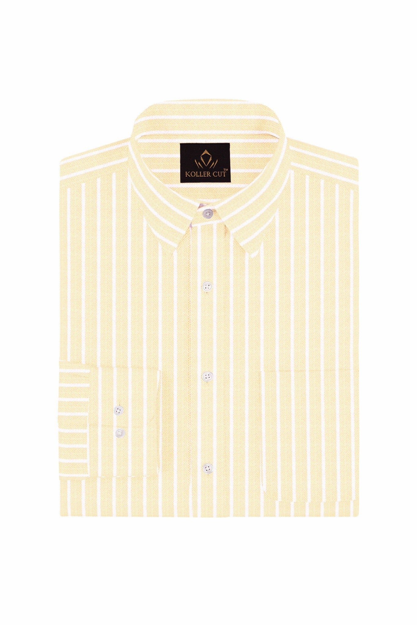 Barley Cream and White Stripes Cotton Shirt - Plus size shirt in India