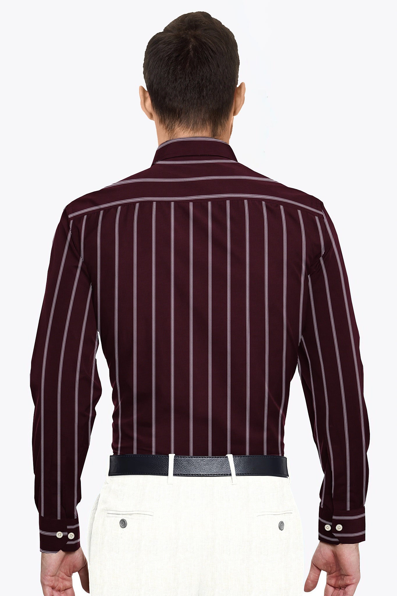 Cabernet Red and White Stripes Cotton Shirt