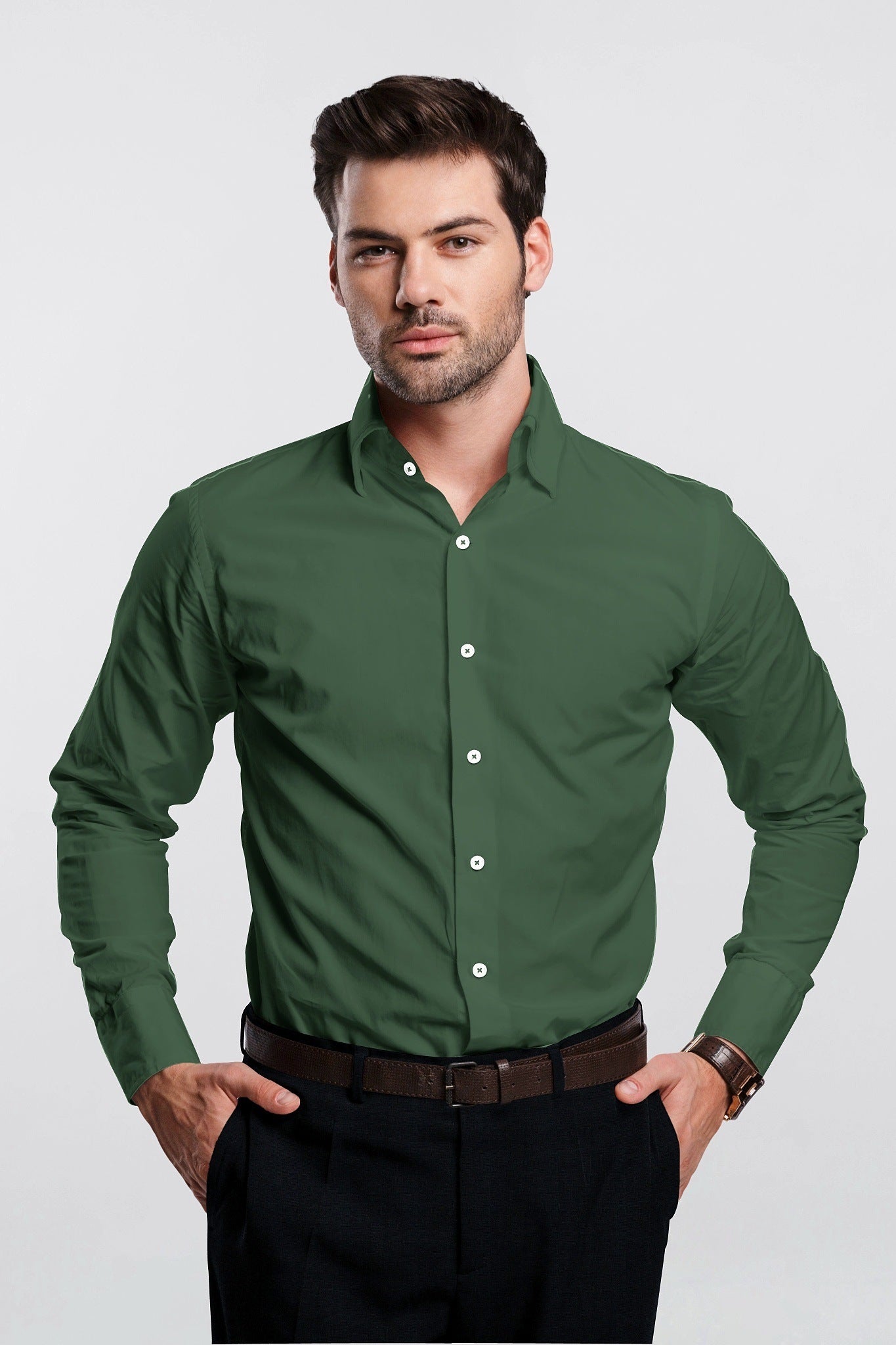 Bronze Green Giza Cotton John Pride Shirt