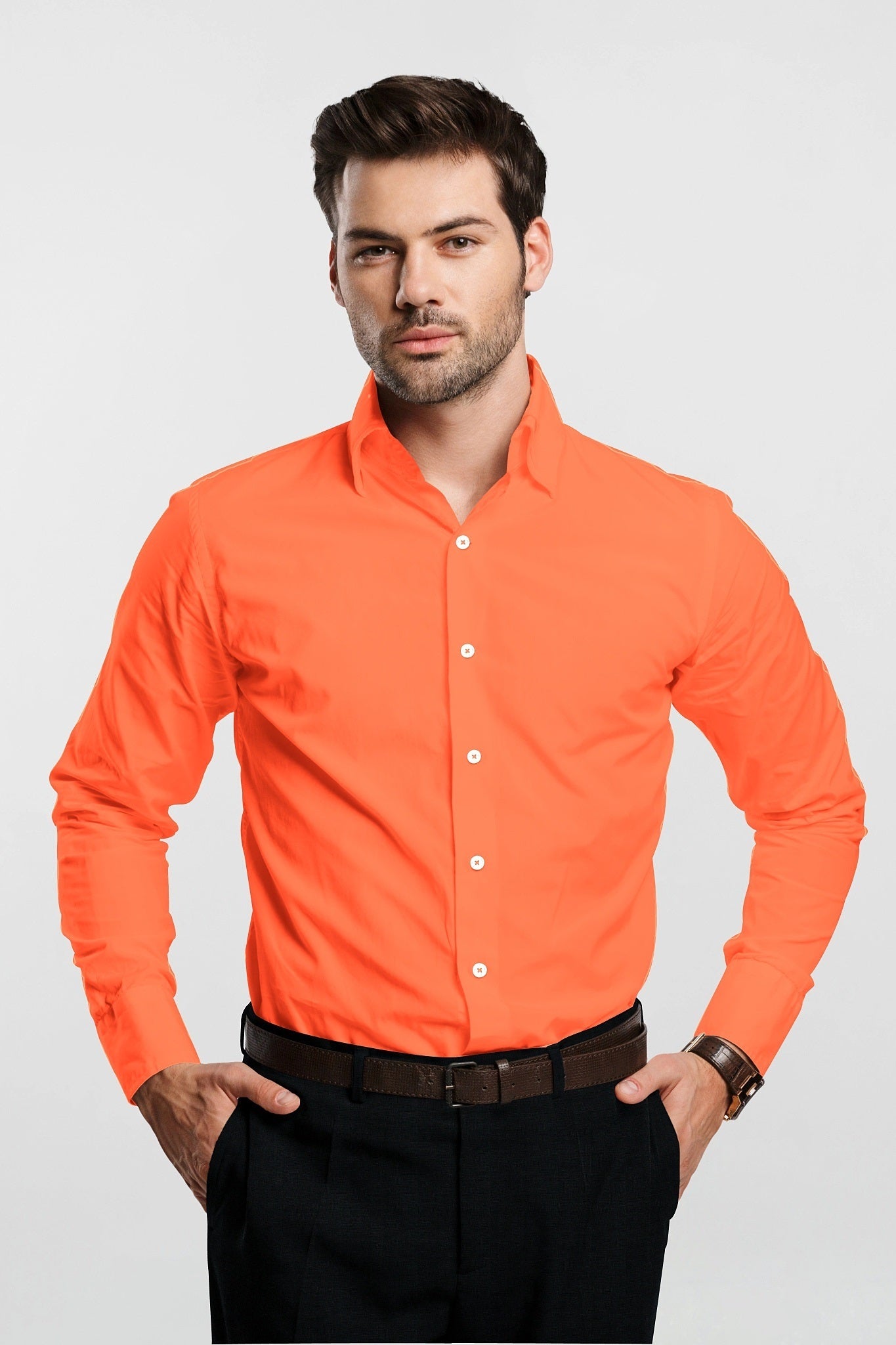 Persimmon Orange Giza Cotton Shirt