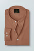Caramel Brown Mandarin Collar Premium Oxford Cotton Shirt