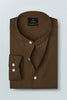 Bison Brown Mandarin Collar Premium Oxford Cotton Shirt
