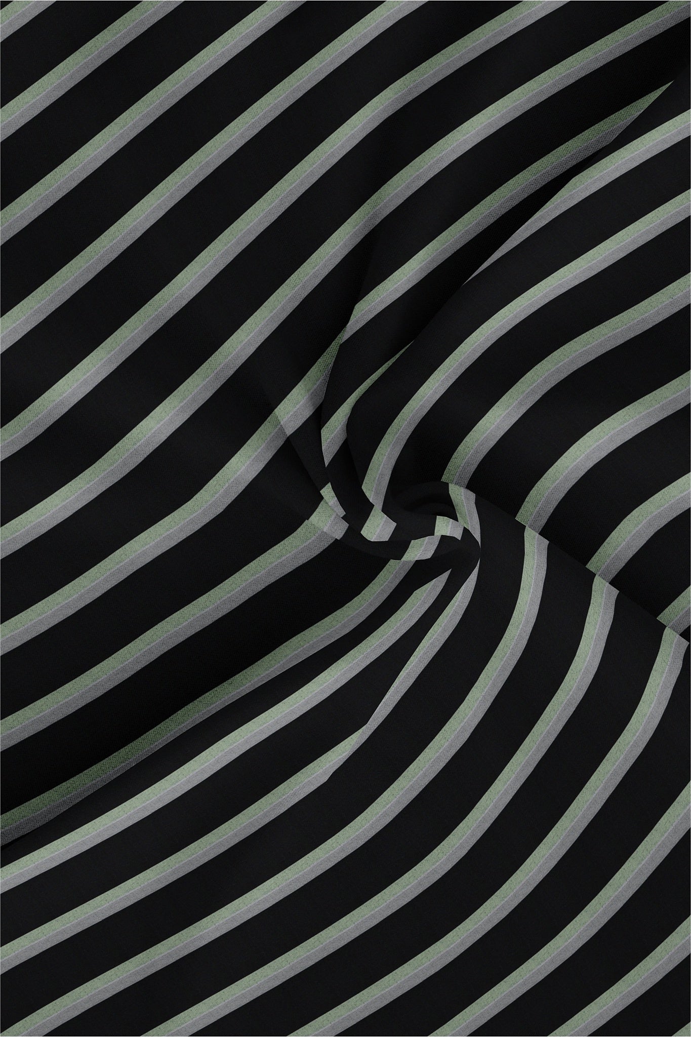 Black With Dove Grey and Mist Green Stripes Cotton Shirt