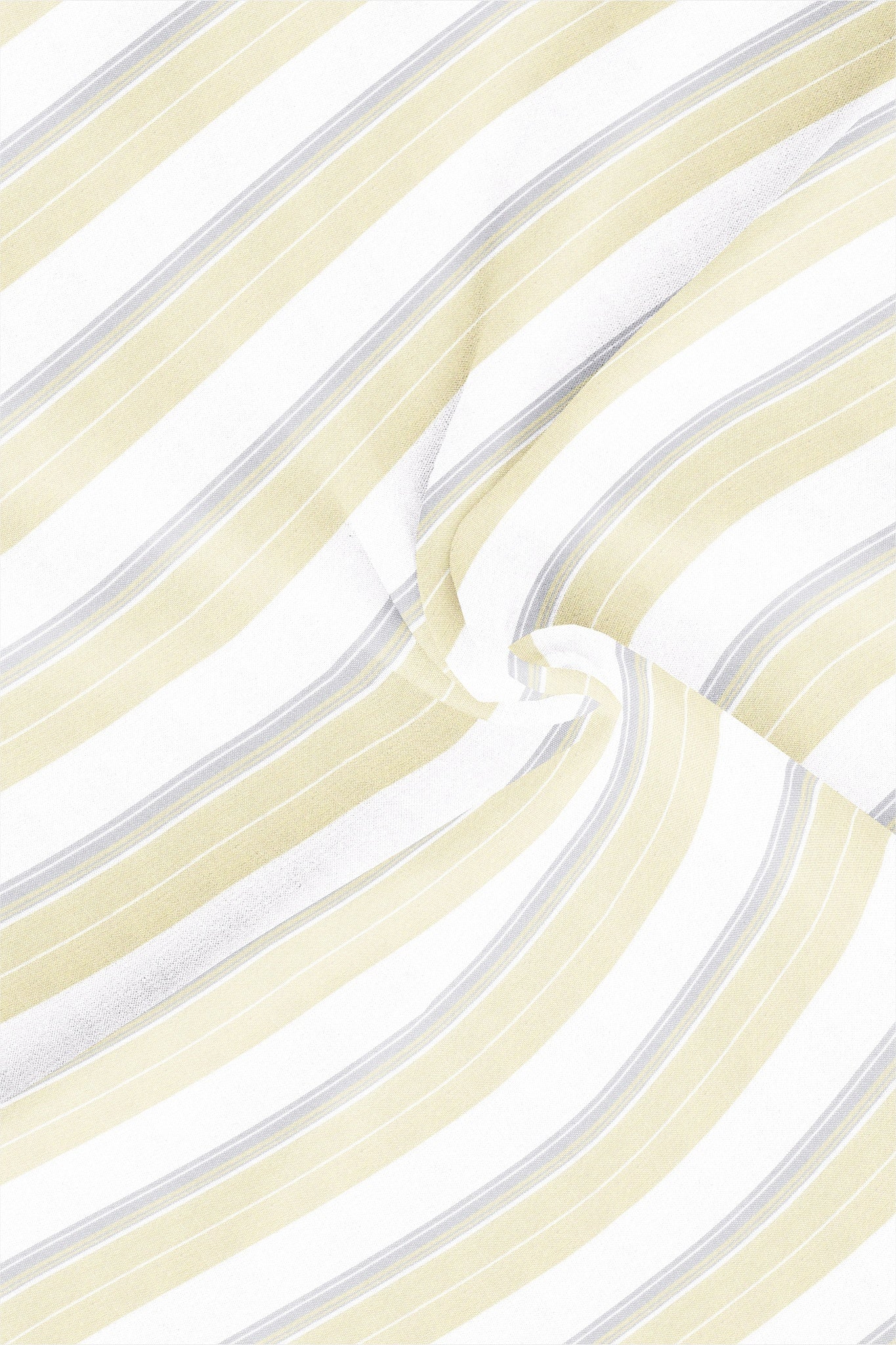 White with Lemonade Yellow and Glacier Grey Oxford Stripes Cotton Shirt