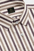 Beige with Wine and Antler Brown Multitrack Stripes Cotton Linen Shirt