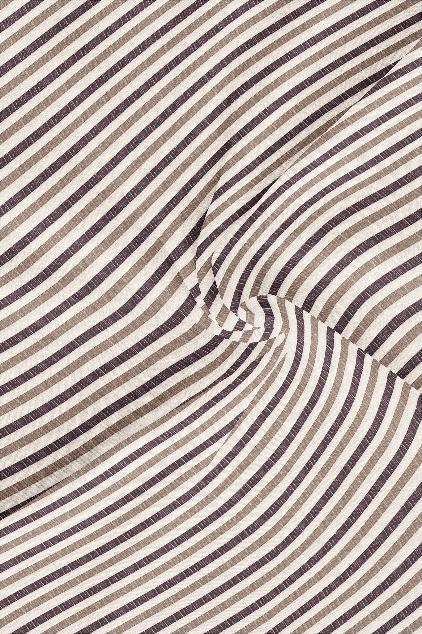 Beige with Wine and Antler Brown Multitrack Stripes Cotton Linen Shirt