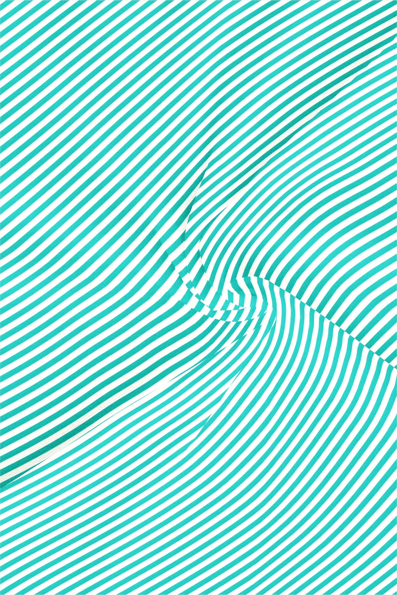 White and Seafoam Green Candy Stripes Mandarin Collar Cotton Shirt