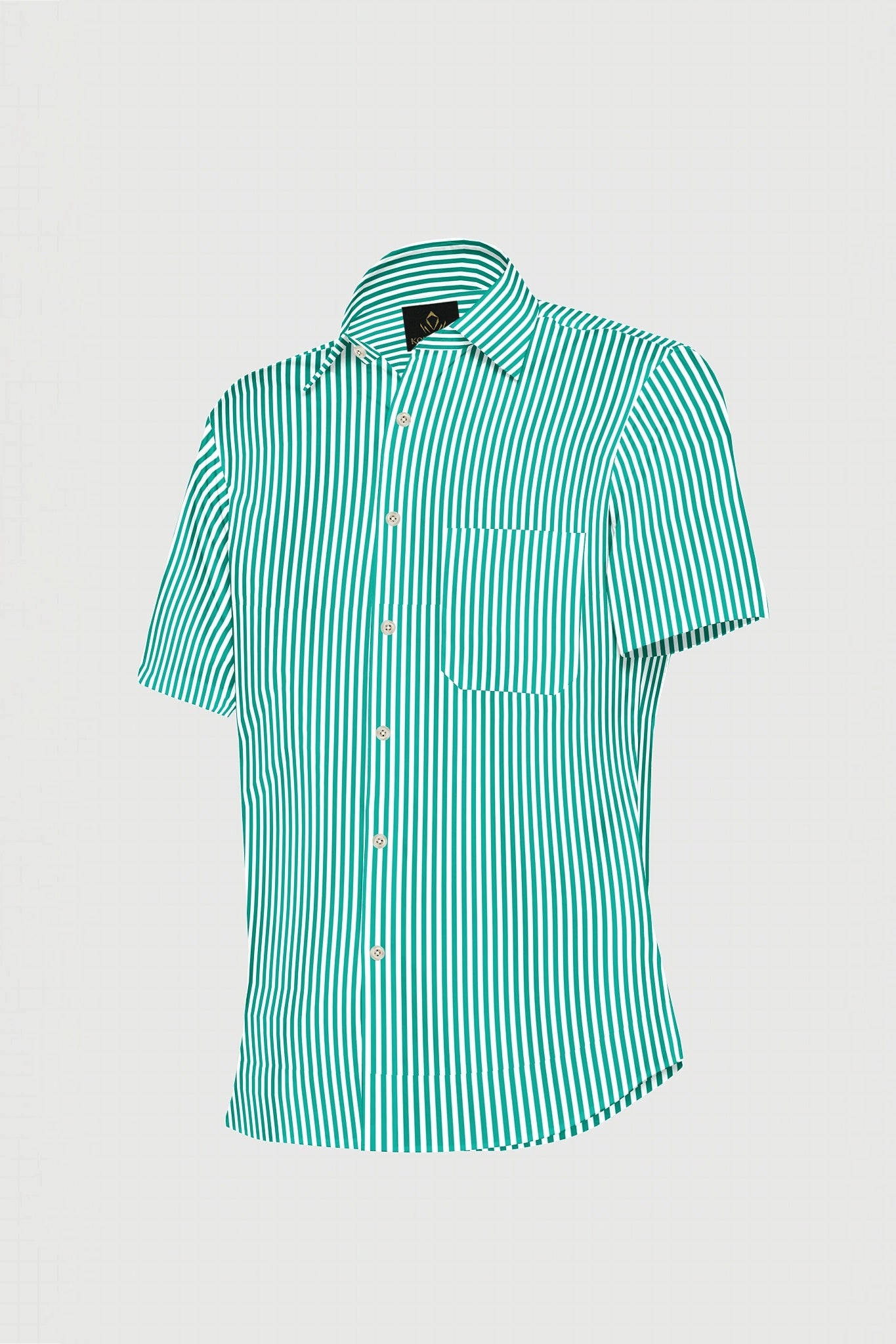 Ambrosia Green and White Candy Stripes Cotton Shirt