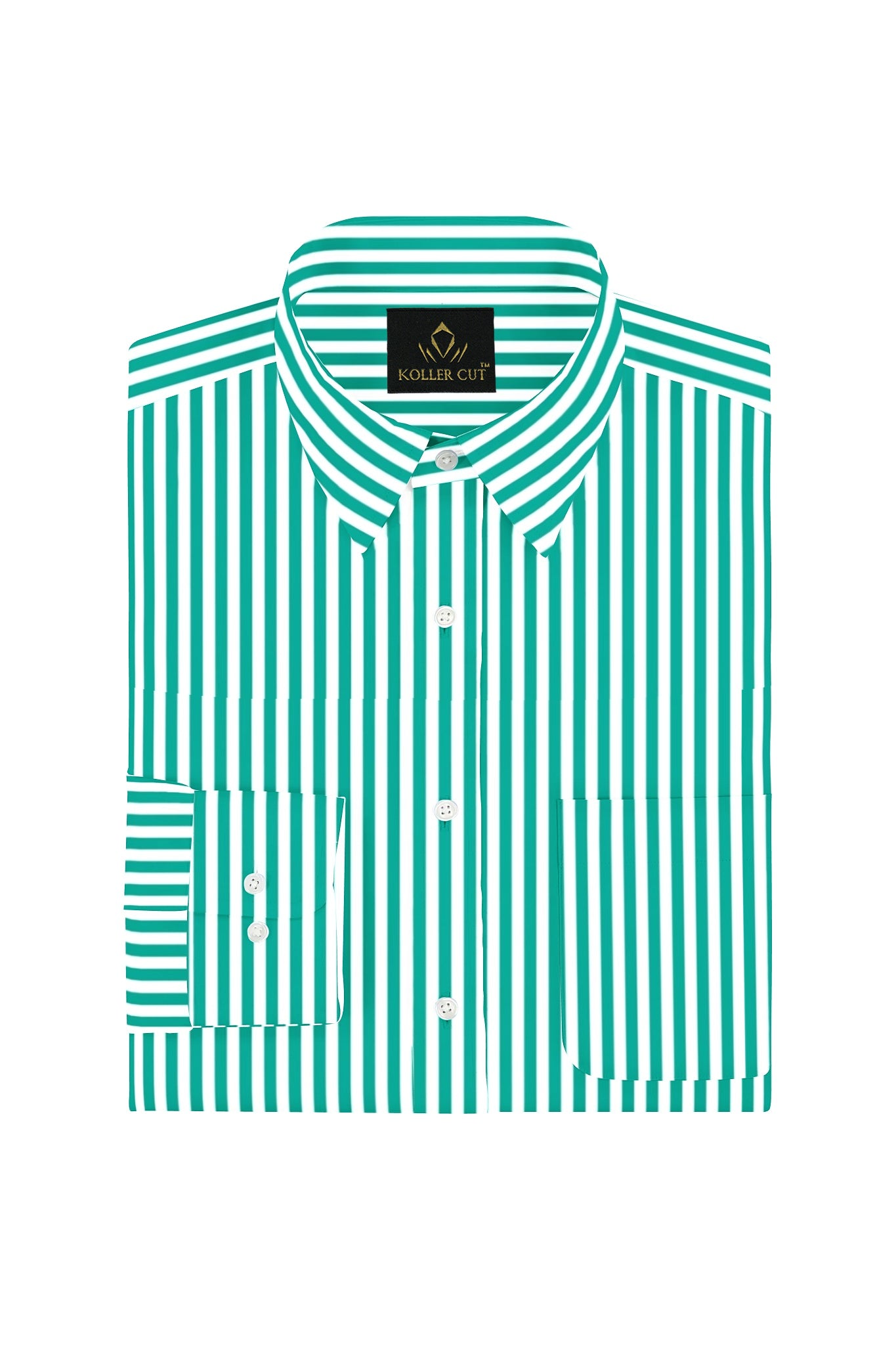 Ambrosia Green and White Candy Stripes Cotton Shirt