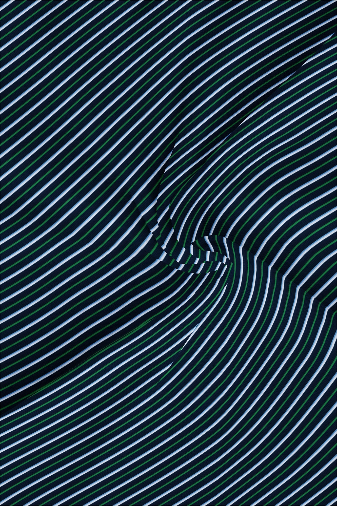 Oxford Blue with White and Cadmium Green Stripes Men's Cotton Shirt
