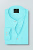 Arctic Blue Mandarin Collar Men's Luxurious Linen Shirt