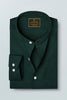 Dark Forest Green Mandarin Collar Men's Luxurious Linen Shirt