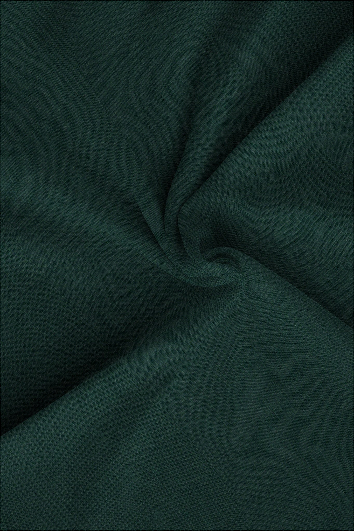 Dark Forest Green Mandarin Collar Men's Luxurious Linen Shirt