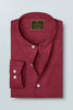 Carmine Red Mandarin Collar Men's Luxurious Linen Shirt