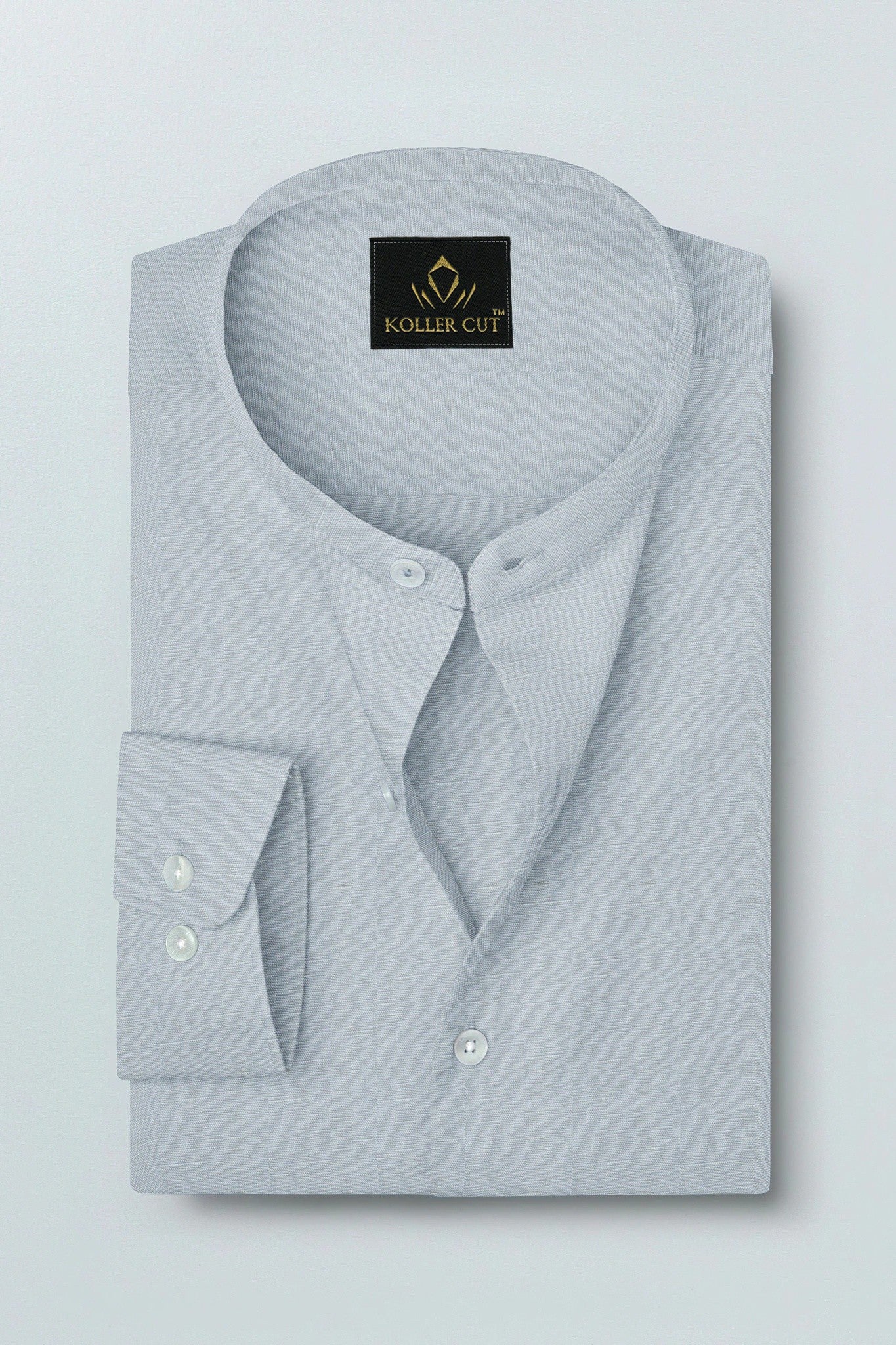 Cloud Grey Mandarin Collar Men's Luxurious Linen shirt