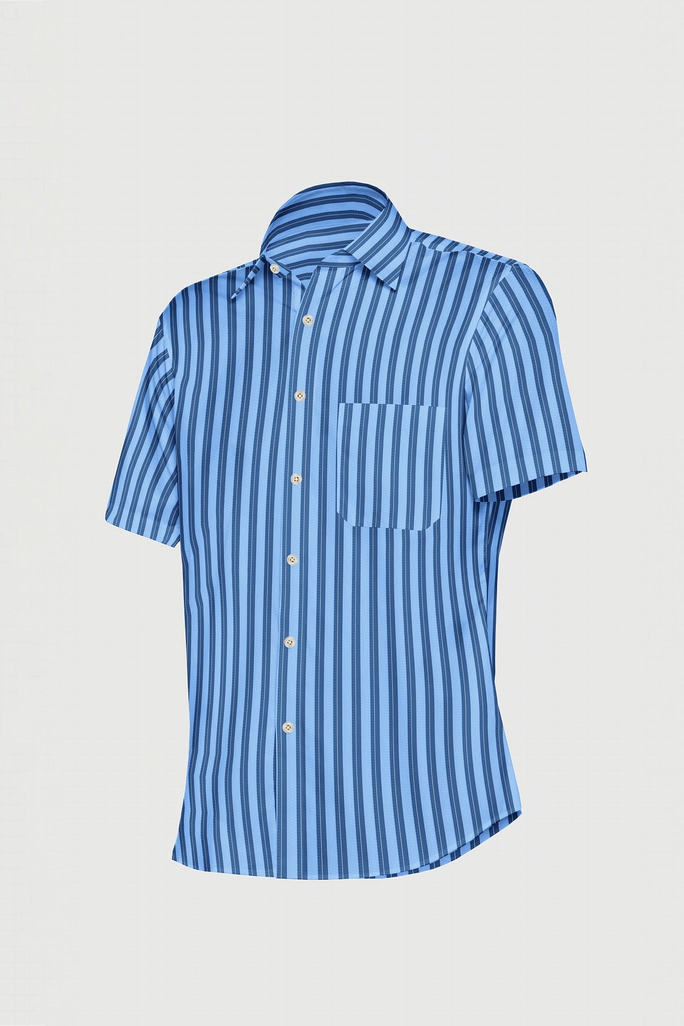 Carolina Blue and Sapphire Blue Stripes Men's Cotton Shirt