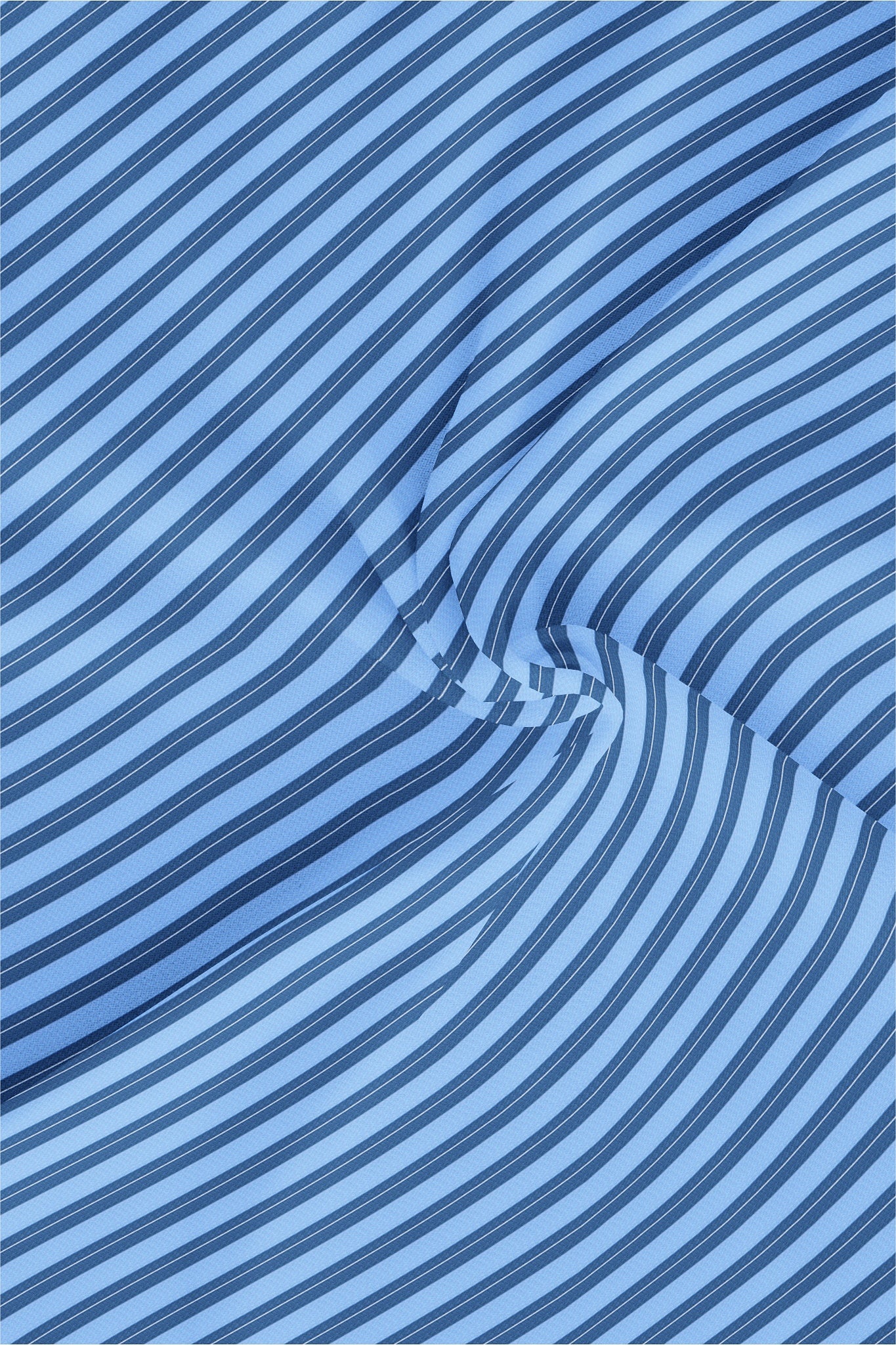 Carolina Blue and Sapphire Blue Stripes Men's Cotton Shirt
