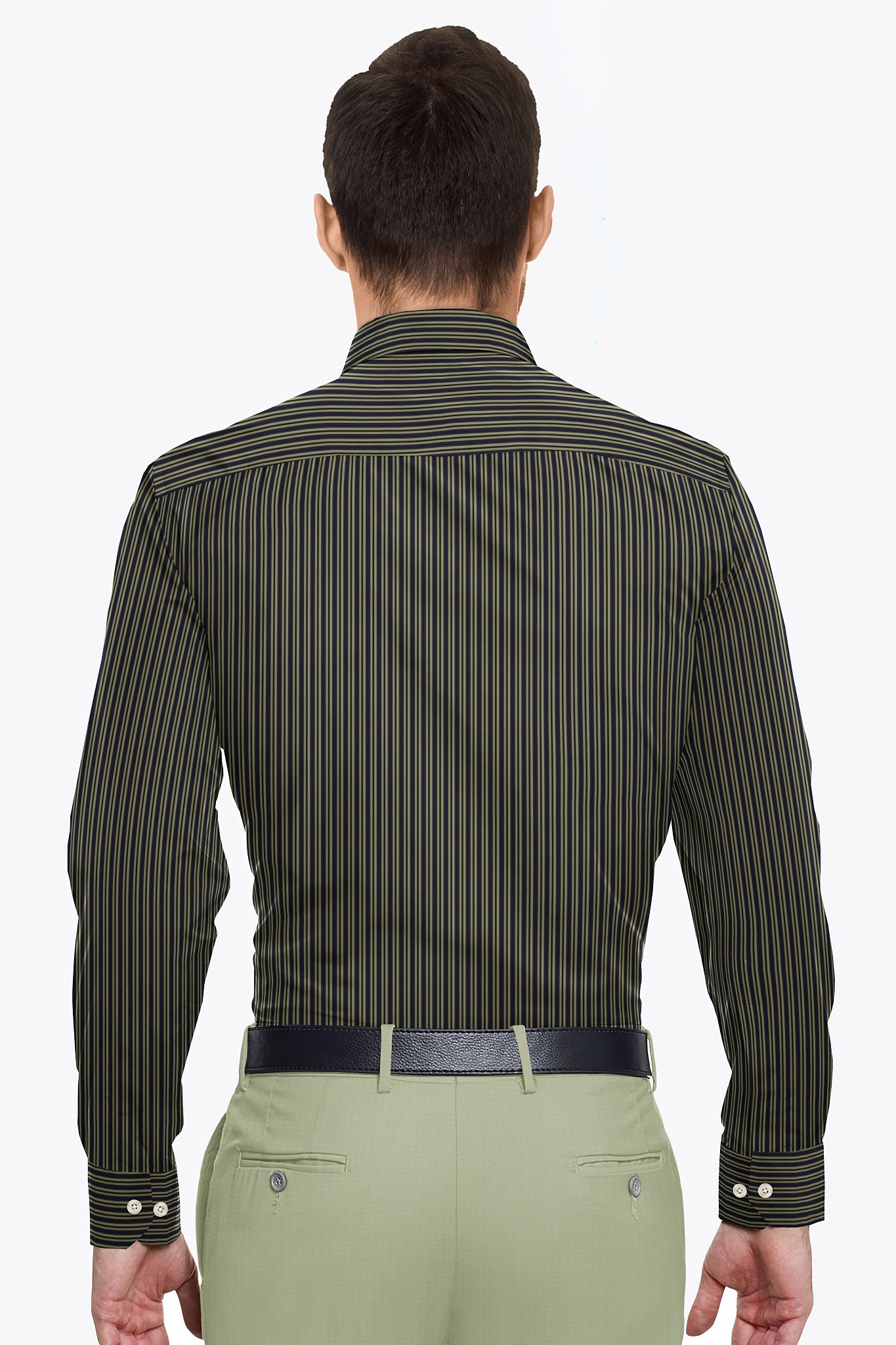 Raven Black and Golden Double Stripes Men's Cotton Shirt