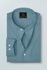 Stone Blue Mandarin Collar Giza Cotton Shirt