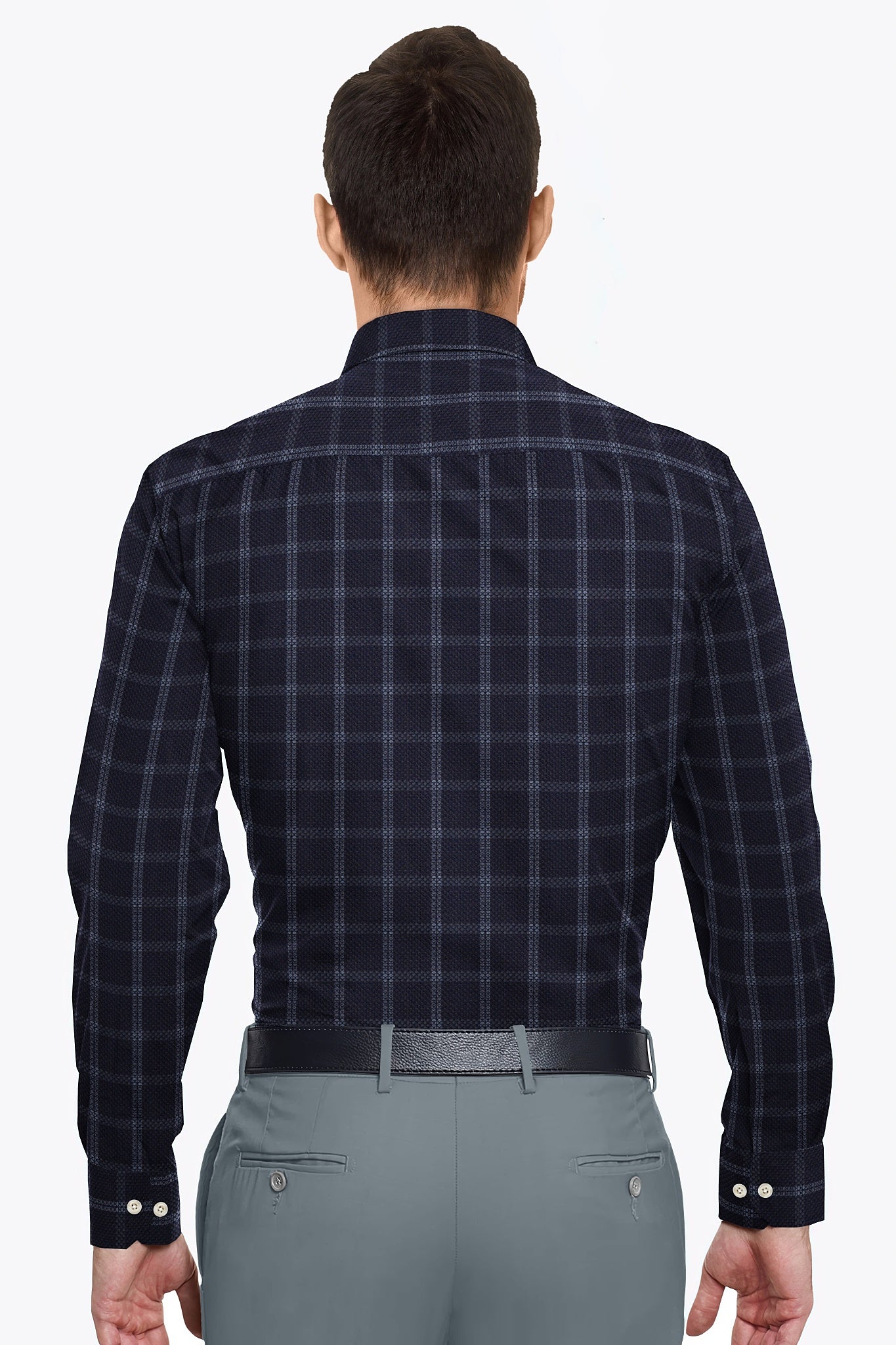 Jade Black and White Jacquard Checks Egyptian Giza Cotton Shirt