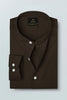 Coffee Brown Mandarin Collar Giza Cotton Shirt