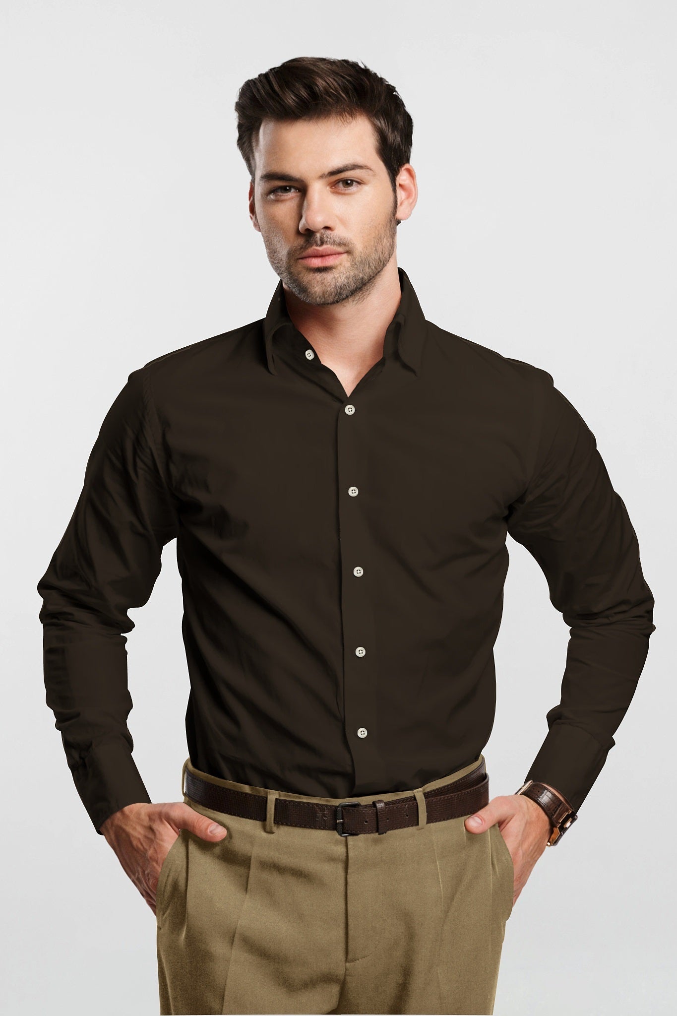 Coffee Brown Giza Cotton Shirt - Mens Custom Shirts in Bengaluru India