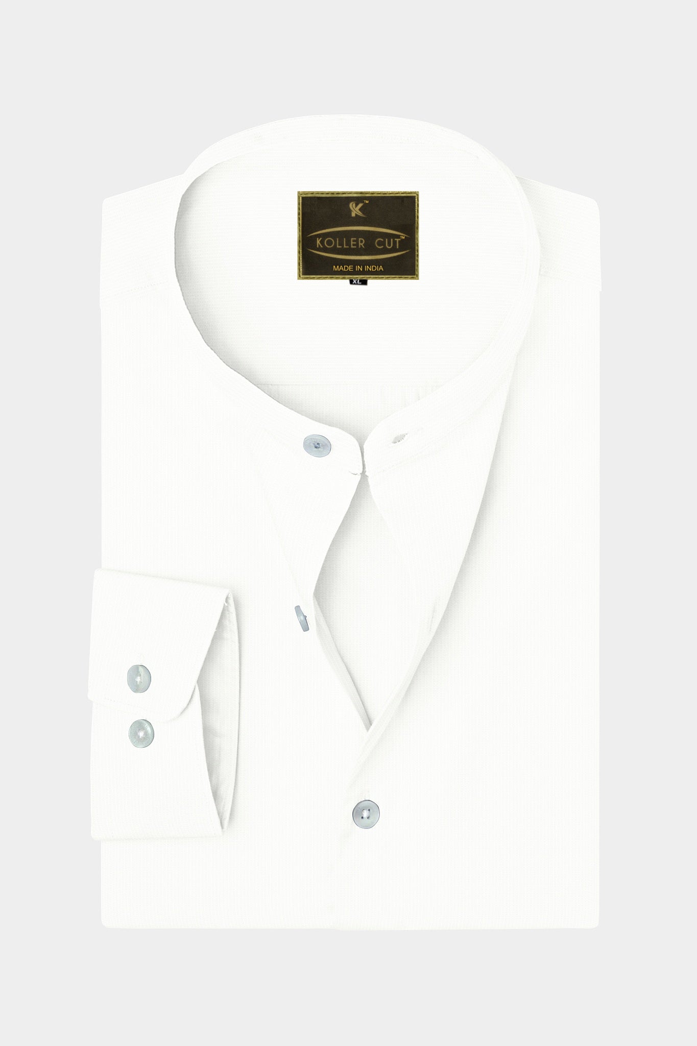 Snow White Mandarin Collar Giza Cotton Shirt