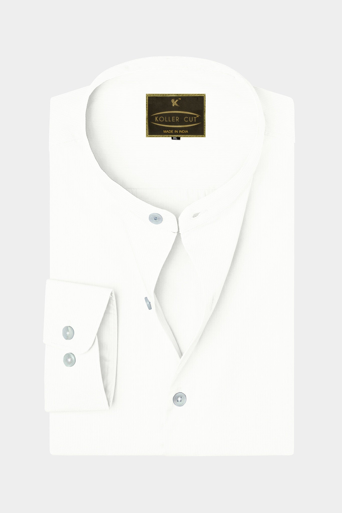 Snow White Mandarin Collar  Giza Cotton Shirt