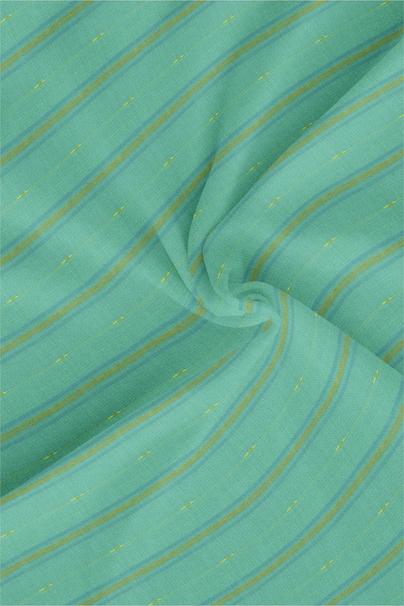 Dark Turquoise with Teal blue and Golden Wide Stripes Cotton Linen Shirt