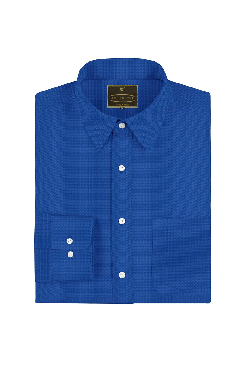 Cyan Blue Men's Cotton Linen Shirt – kollercut