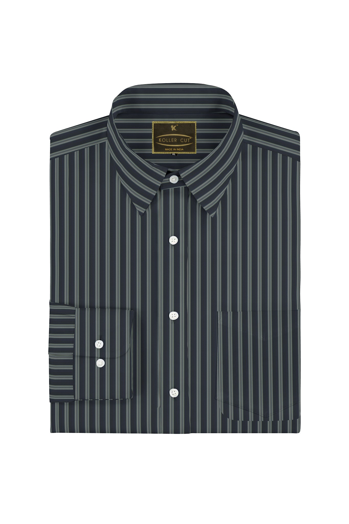 Shadow Black and Laurel Green Stripes Men's Cotton Shirt