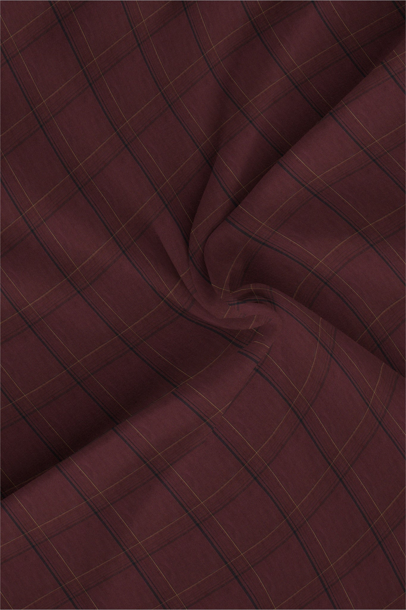 Merlot Red with Black and Mustard Yellow Plaid Cotton Shirt