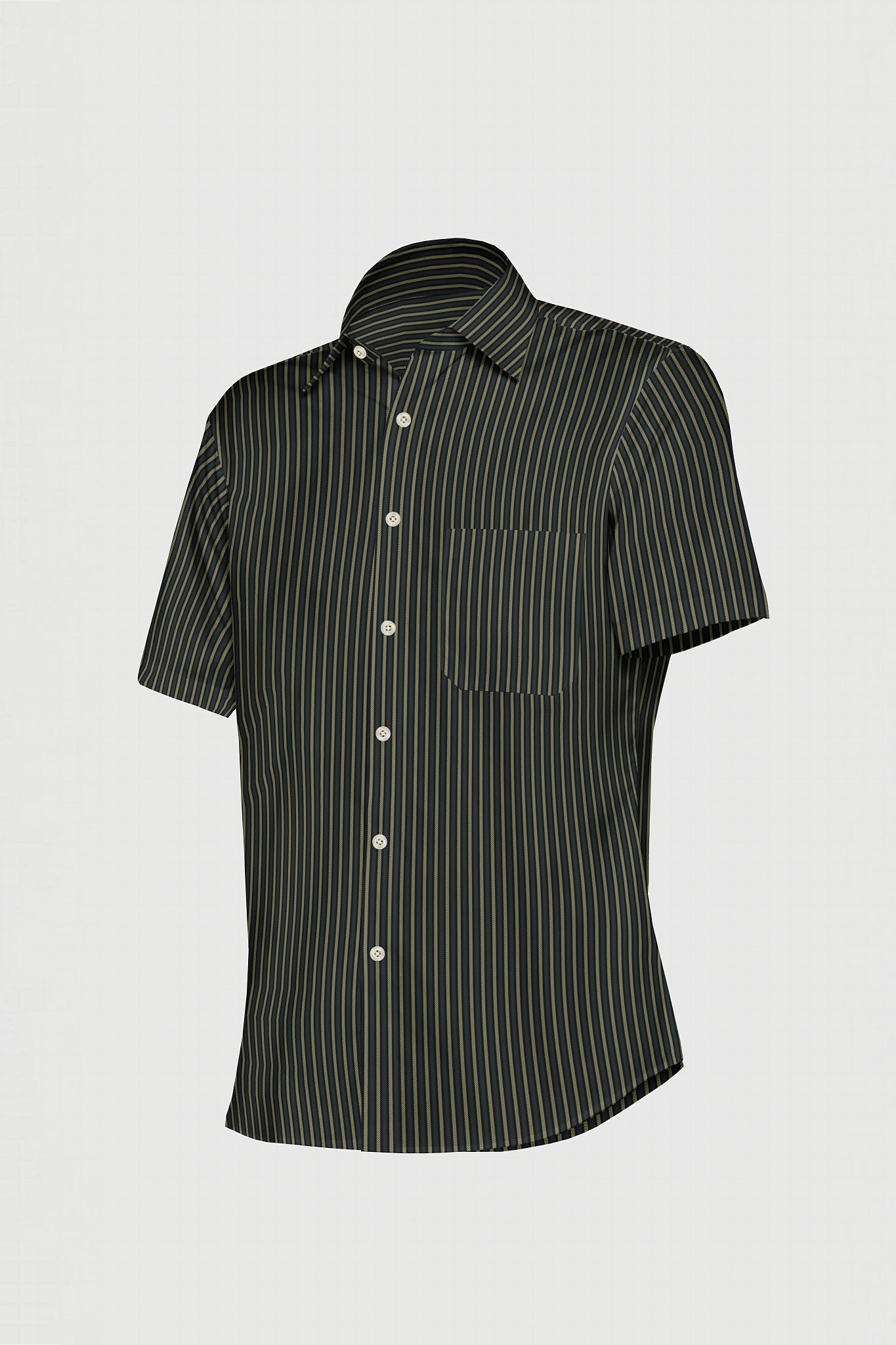 Seaweed Green with Olive and Jade Black Stripes Men's Cotton Shirt