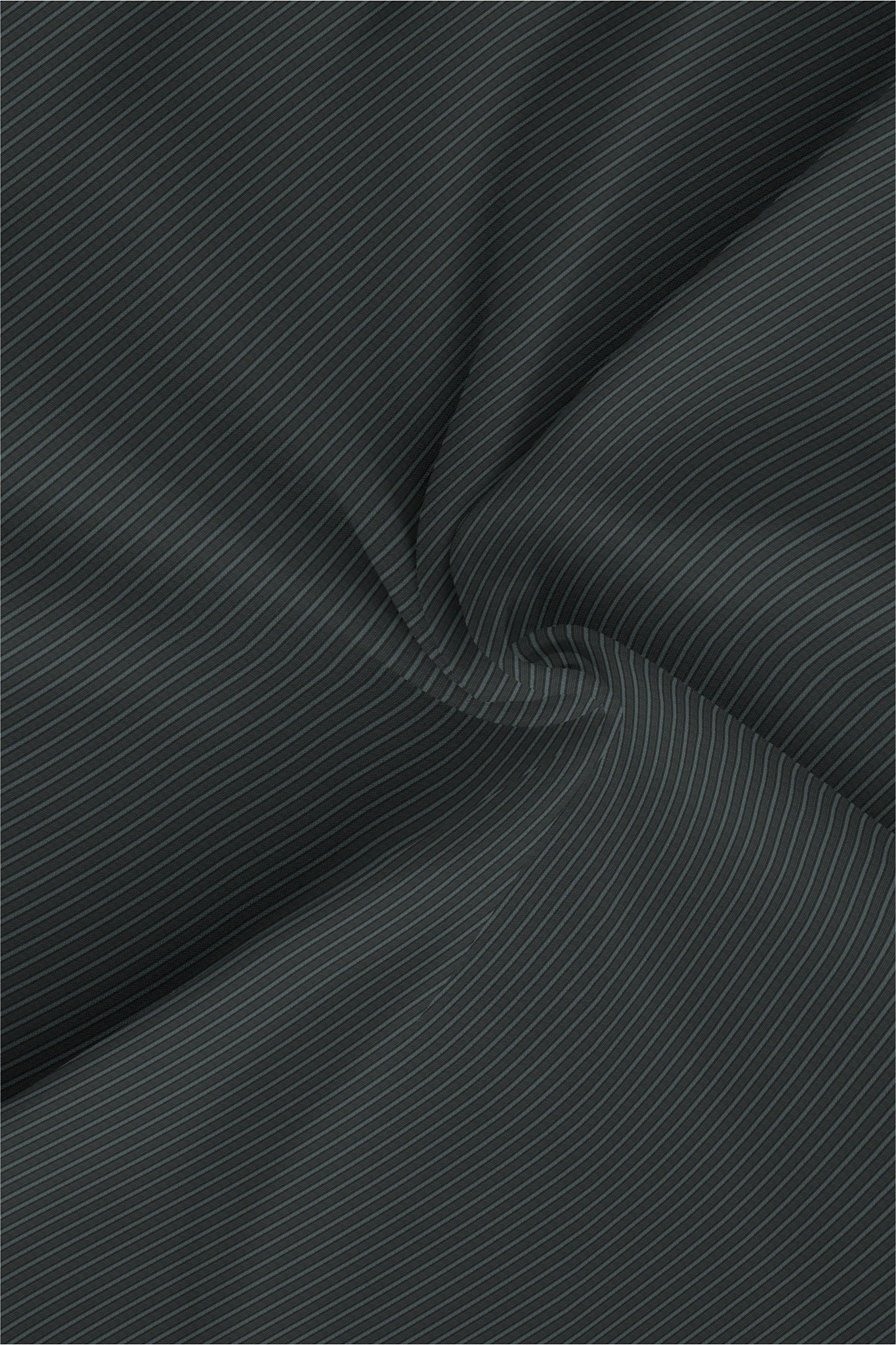 Black with Phthalo Green Twill Stripes Cotton Shirt