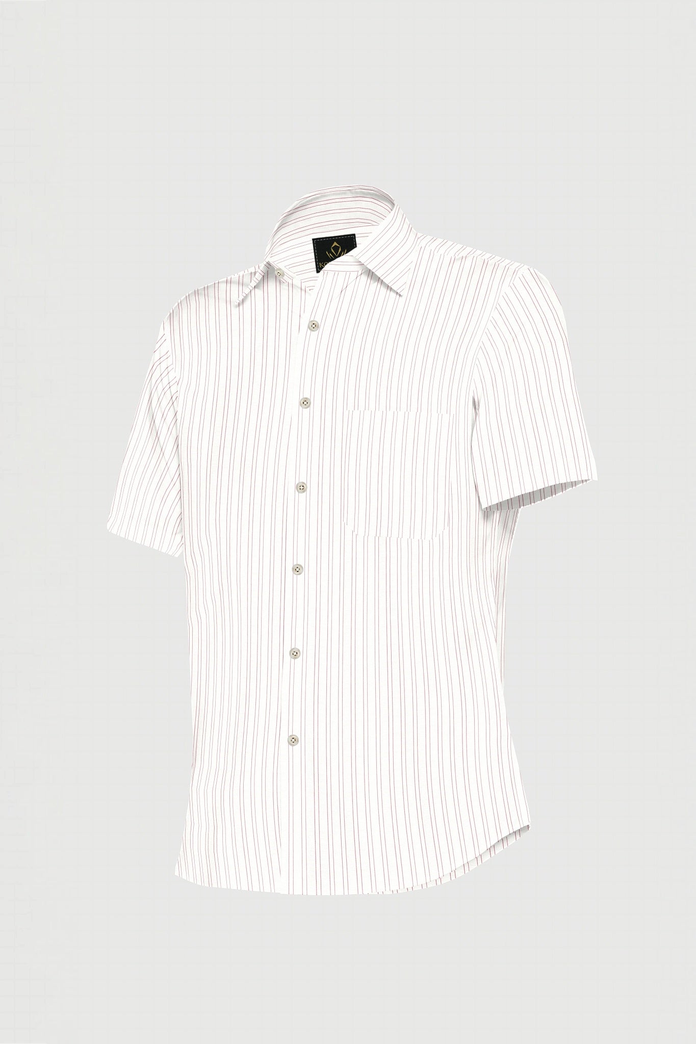 White with Cordovan Red Double Stripes Premium Cotton Shirt
