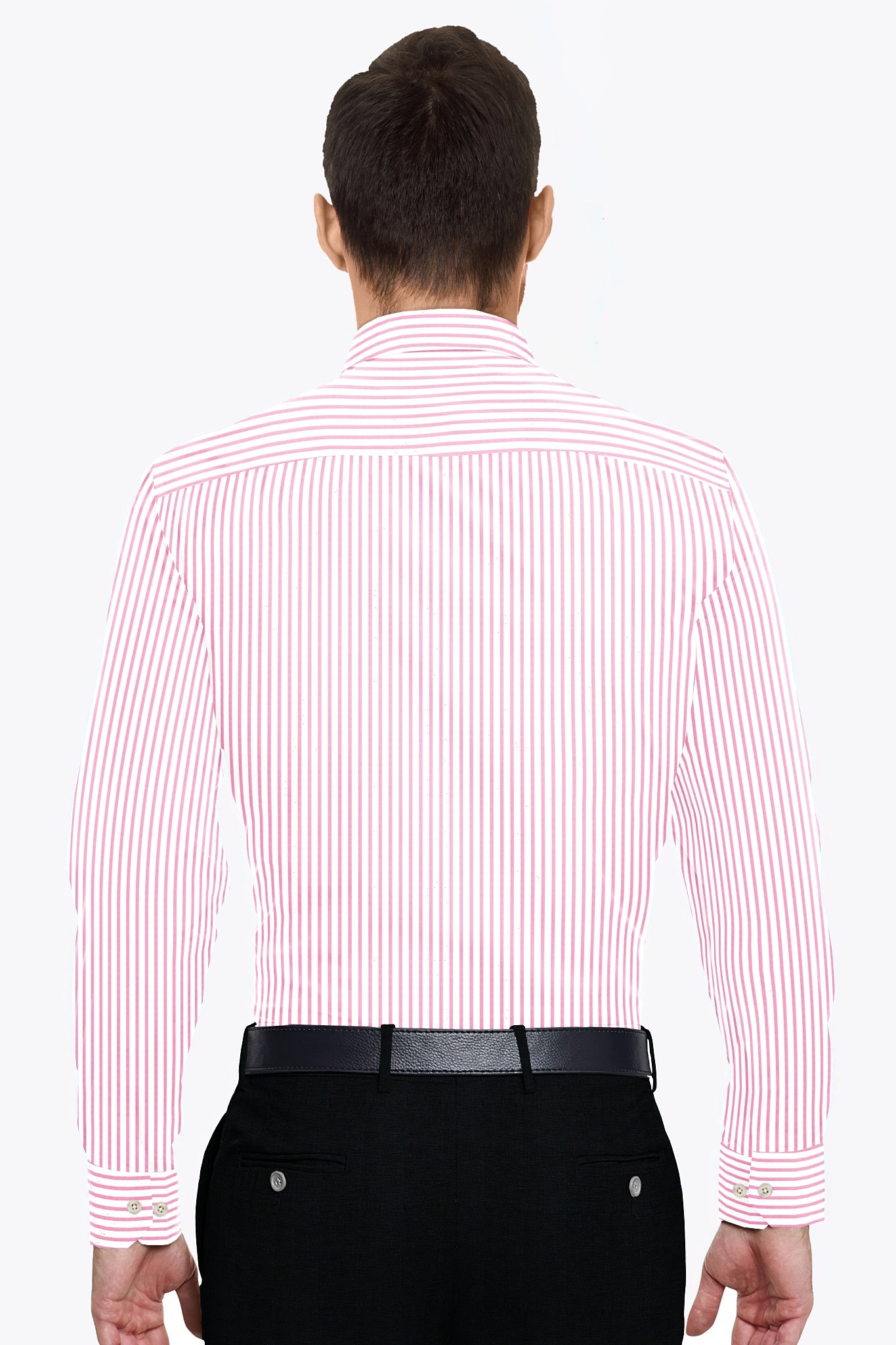 Millennial Pink and White Candy Stripes Cotton Shirt