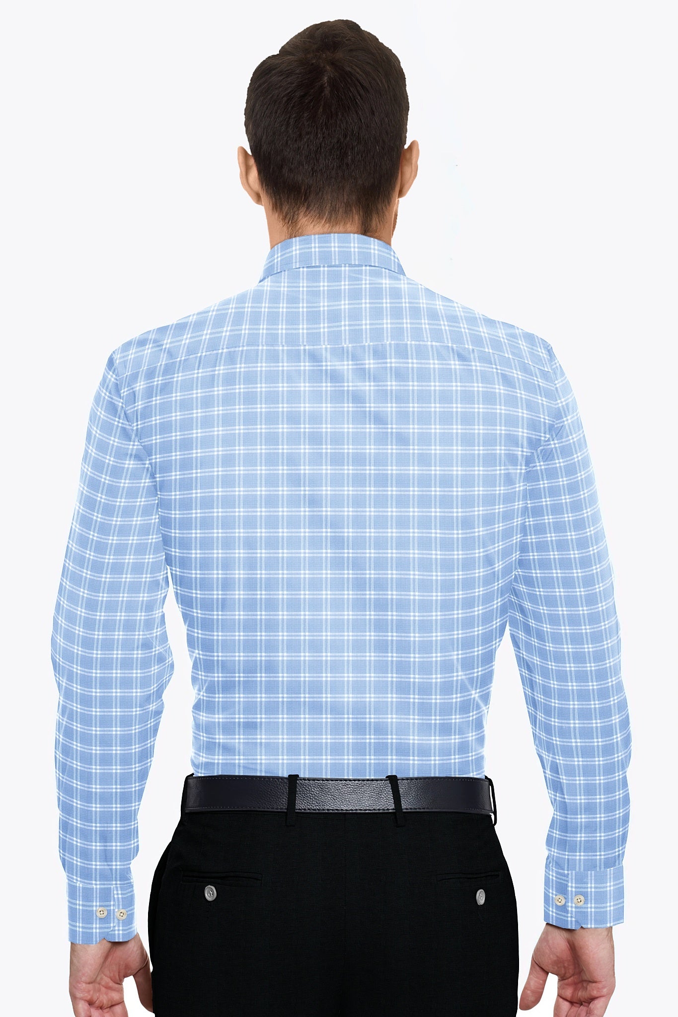 Maya Blue and White Windowpane Checks Linen Shirt