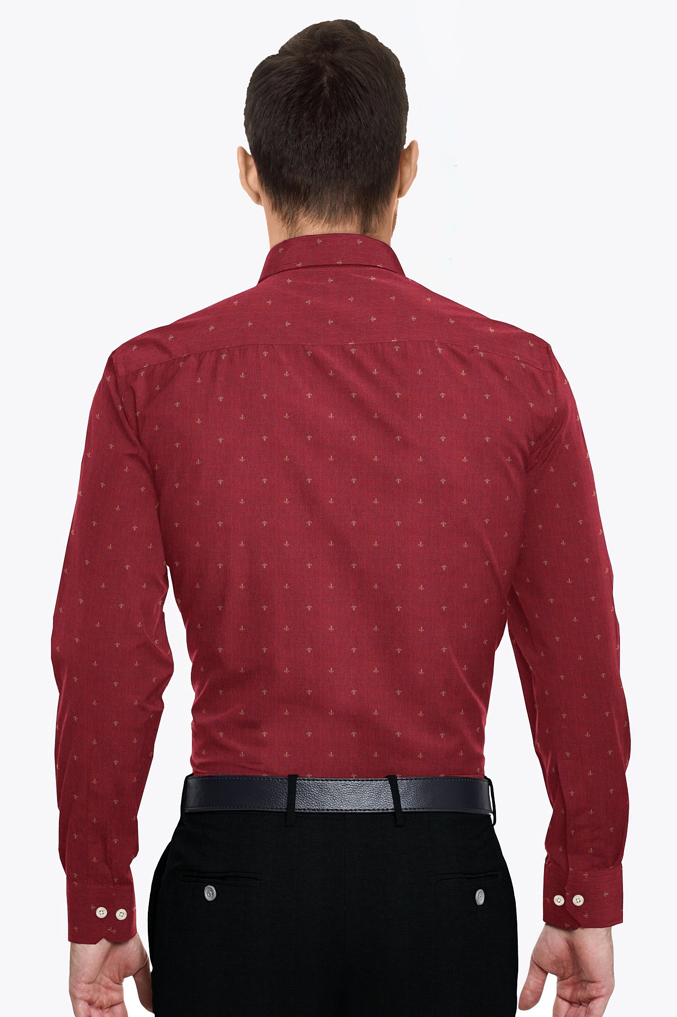 Carmine Red Flower Printed Luxurious Linen Shirt