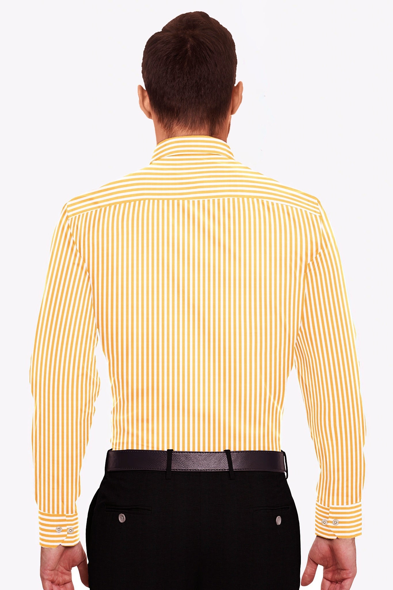 White with Tangelo Orange Candy Stripes Premium Cotton Shirt