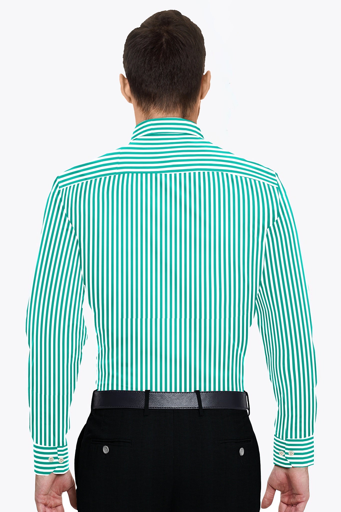 Ambrosia Green and White Candy Stripes Cotton Shirt